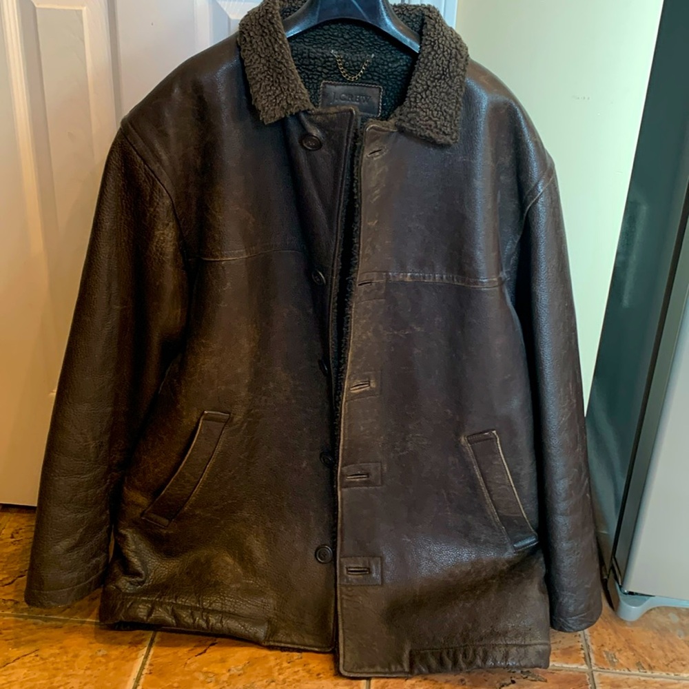 Jcrew mens leather jacket fully lined